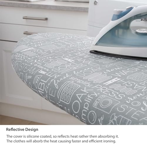 Simplify غطاء طاولة الكي المبسط | مقاوم للاحتراق | قطن | حشوة سميكة | ملاءمة مرنة مشدودة | مشابك هوك وحلقة | غطاء فقط | رمادي - Image 3