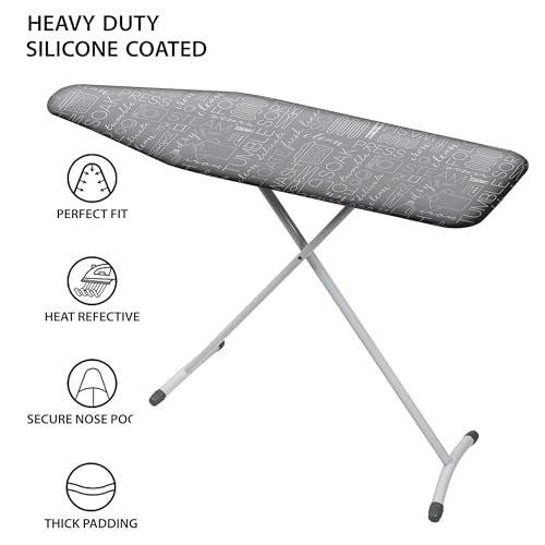 Simplify غطاء طاولة الكي المبسط | مقاوم للاحتراق | قطن | حشوة سميكة | ملاءمة مرنة مشدودة | مشابك هوك وحلقة | غطاء فقط | رمادي - Image 2