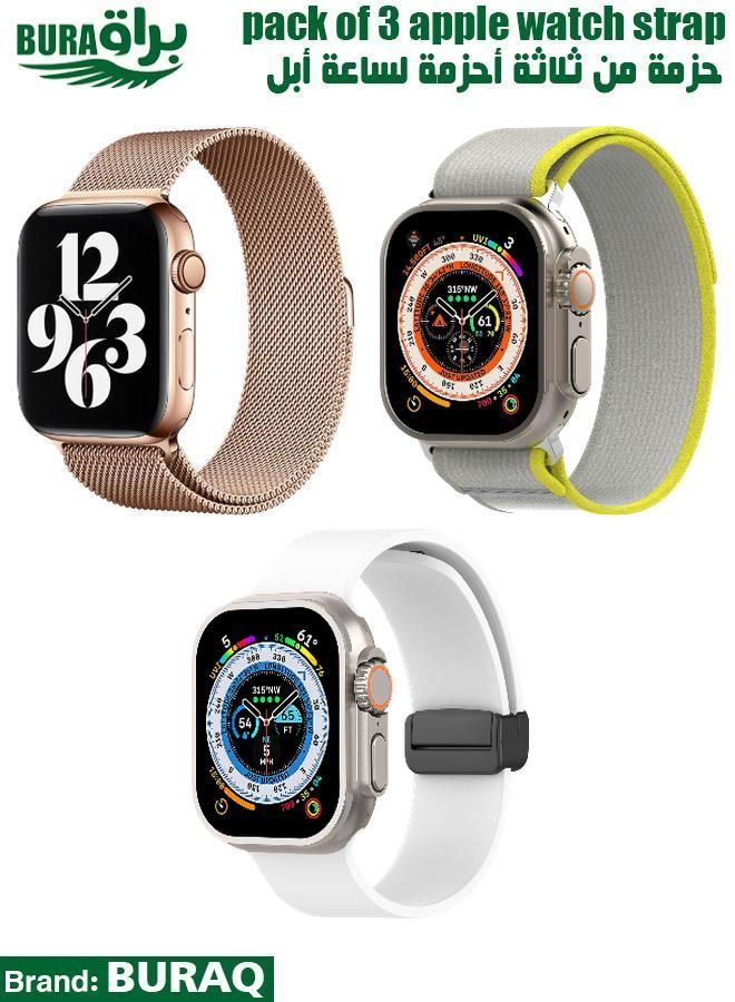 BURAQ Apple Watch Band Strap For Apple Watch Ultra 2/Ultra 49mm, Series 10 46mm, 9/8/7 45mm, SE2/SE/6/5/4 44mm, 3/2/1 42mm 