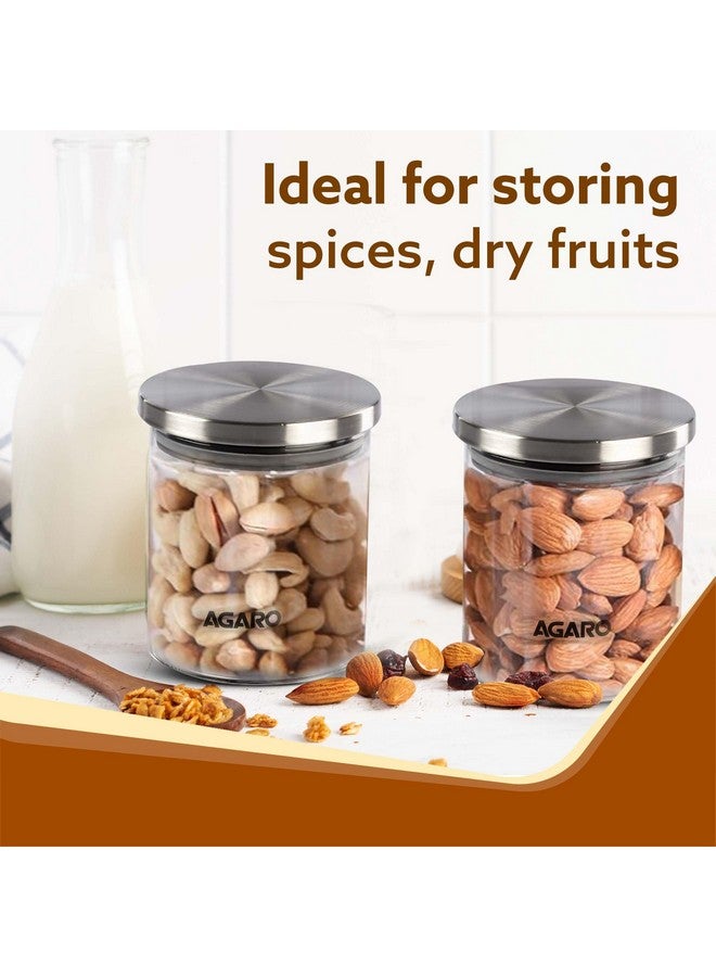 AGARO AGARO Elite Borosilicate Glass Jar 600 ml, Round Shaped, Steel Lid, Storage Glass Container, Microwave, Oven & Freezer Safe, Transparent, Kitchen Organiser, Multipurpose Jar, Pack of 2.  - Image 3