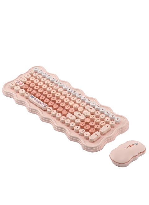 Mechanical Wireless Keyboard and Mouse Combo – 98 Round Keys 2.4GHz Wireless Connection | Compatible with Windows, Mac, Android | Ergonomic Design for Gaming & Office | Fashionable Retro Look | Mechanical Capacitive Keys | USB Interface | Comfortable & Precise Typing Experience
