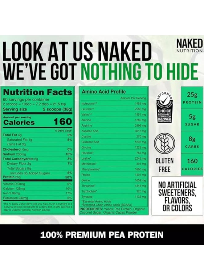 NAKED nutrition - Chocolate Naked Pea Protein Isolate - 5Lb Bulk, Plant Based, Vegetarian & Vegan Protein. Easy To Digest, Non-Gmo, Gluten Free, Lactose Free, Soy Free - Image 1