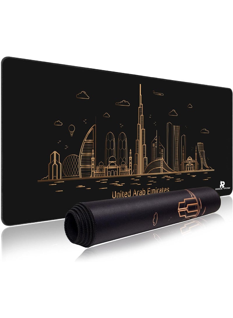 Rock Pow Gaming Mouse Pad XXL,Anti-Skid Mousepad Extended Super Large Keyboard Mouse Pad-World Famous Landmark 800X300X3  - Image 1