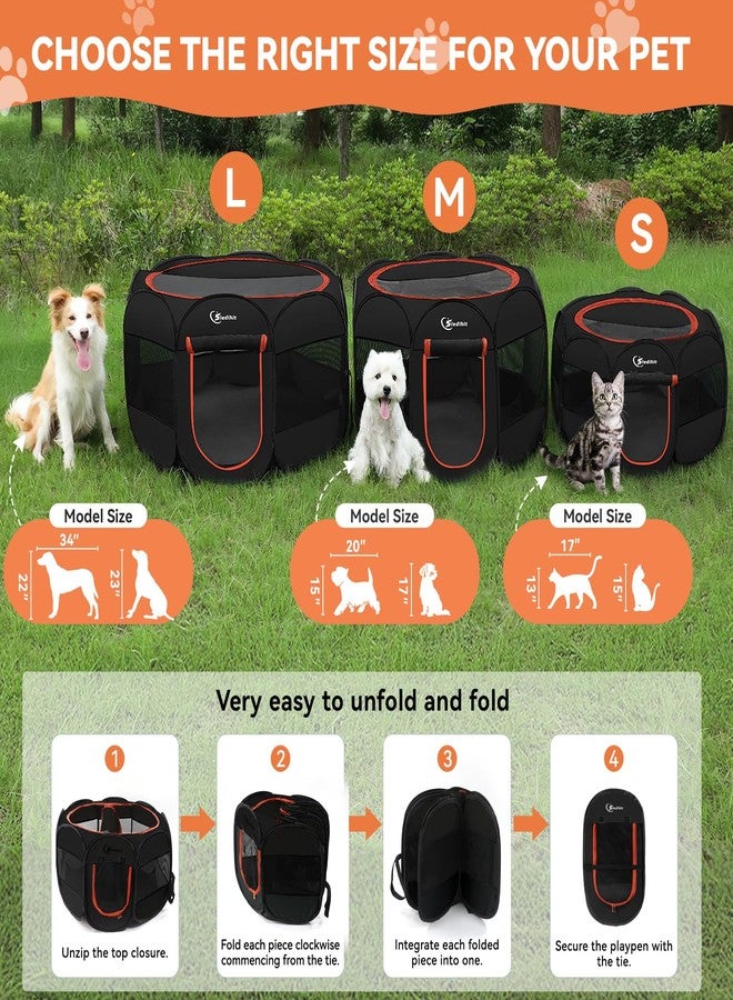 Siedihit Dog Playpen, Puppy Pet Playpens Indoor for Large Dogs Tent Crates Cage Indoor/Outdoor, Portable Pop Up Dog Kennel Playpen with Carrying Case for Dogs/Cats/Rabbits, Removable Zipper Top, Black - Image 2