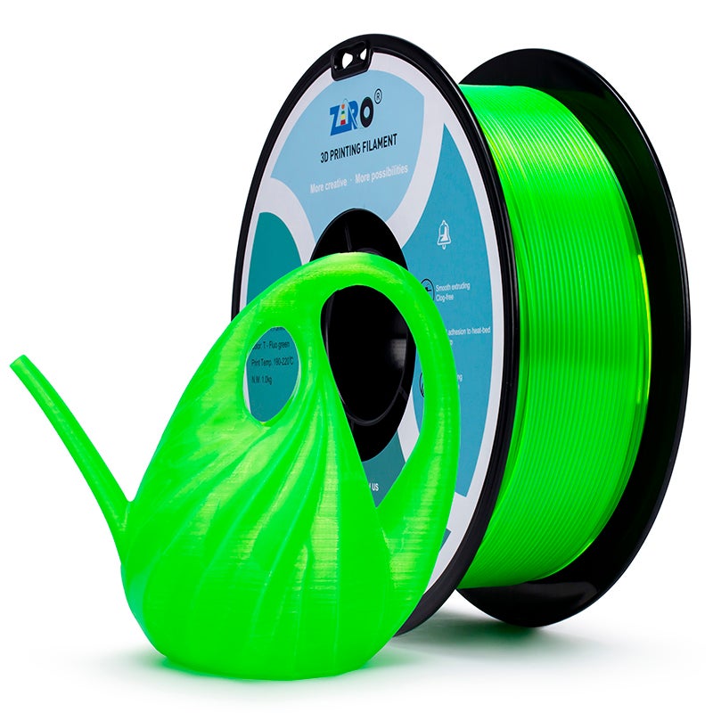 ZIRO FLOU GREEN Translucent PLA Filament 1.75mm 1kg/2.2lb Spool, Translucent - Image 1
