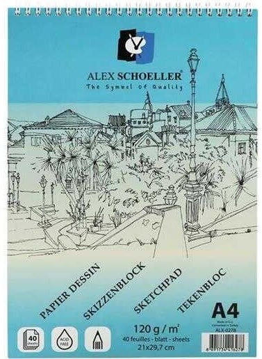 Alex Schoeller Sketch Block Notebook 120gr A4 40 Sheets ALX-0278 