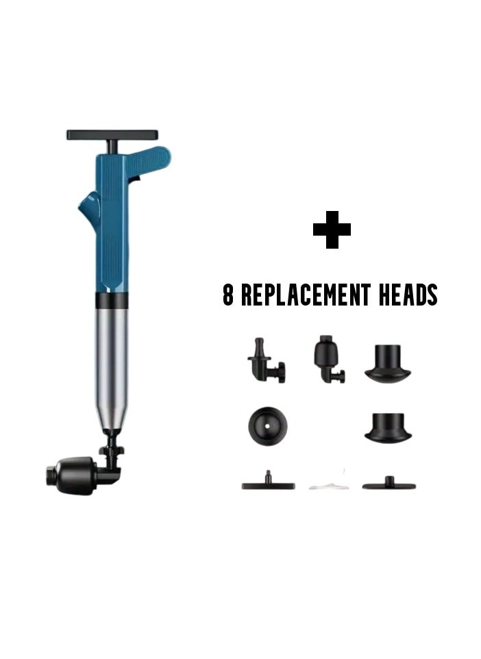 AROAQ Toilet Plunger, High Pressure Air Plunger Drain Clog Remover, Drain Blaster With Real Time Barometer, Drainage Pipes Unblocking Device For Toilet, Bathroom, Floor Drain, Sink, Kitchen, (Blue)  - Image 1