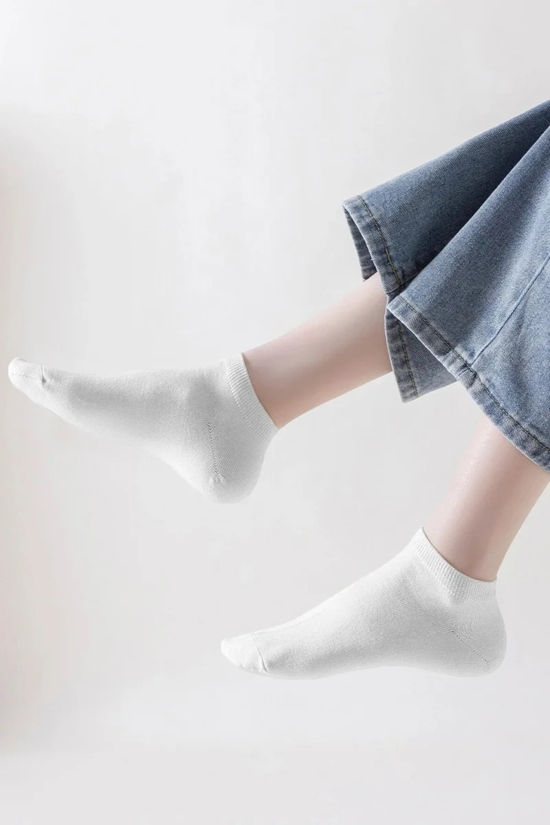 اسينتي Women's Socks Short Socks White Bamboo Colored Socks Summer Booties Scented Socks 12 Pieces