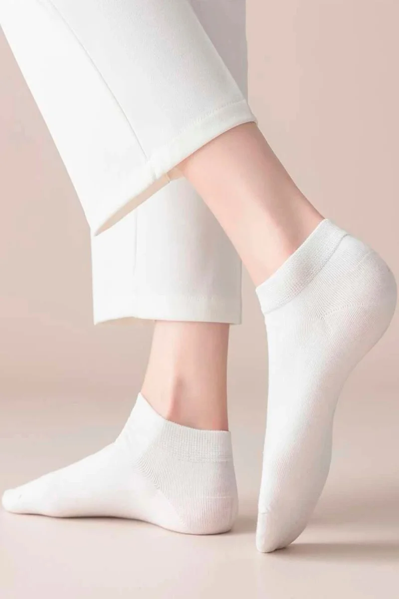 اسينتي Women's Socks Short Socks White Bamboo Colored Socks Summer Booties Scented Socks 12 Pieces