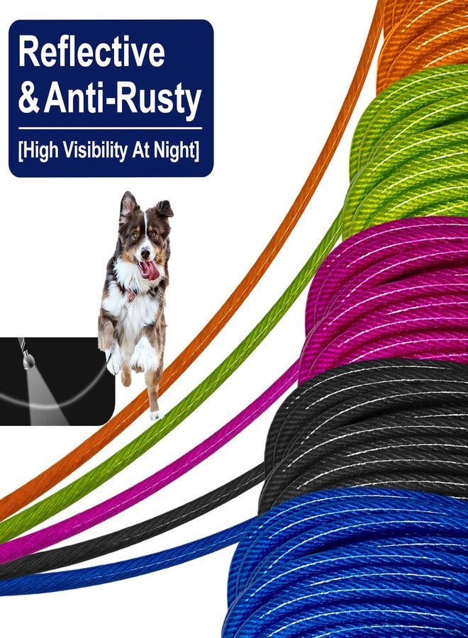WATFOON Dog Leads for Yard, 50ft Tie Out Runner Steel Wire Cable, Heavy Duty Pet Tether Chains for Dogs Up to 130 Lbs, Outside, Camping, Park (50ft-Blue) - Image 5