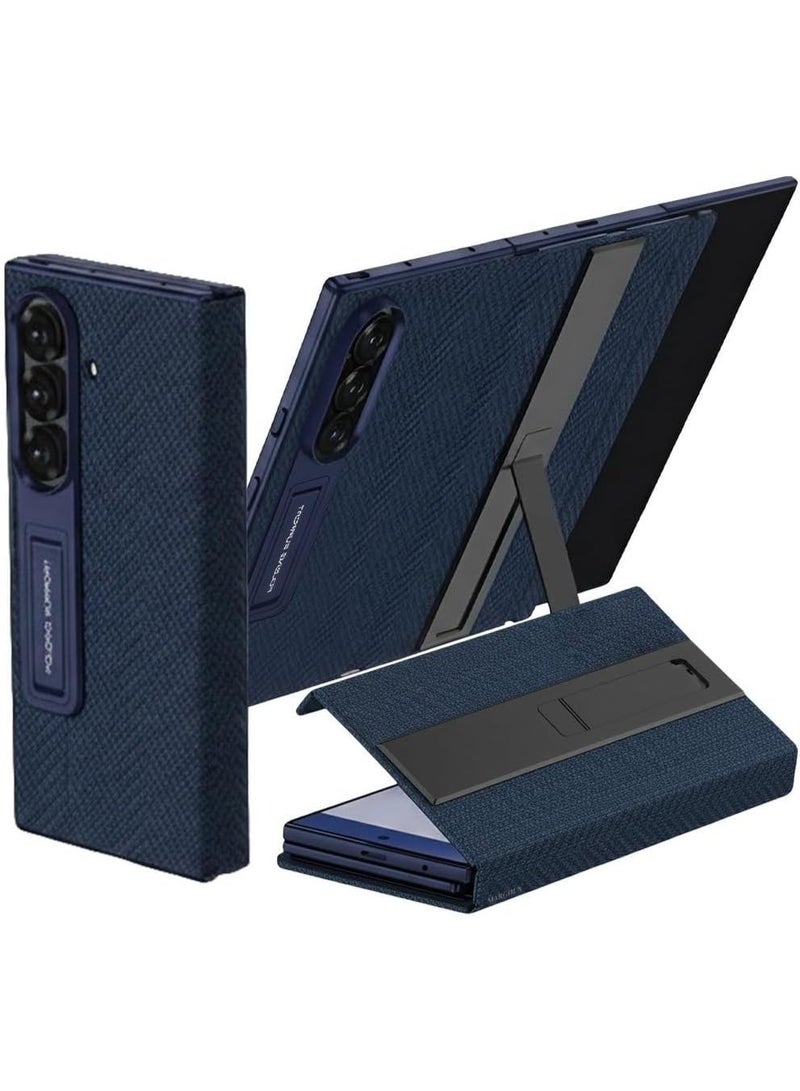 NAKXUS Compatible With Samsung Galaxy Z TriFold Premium Flip Case with Kickstand, Fabric Texture, Shockproof, Camera Protection (Blue) - Image 1