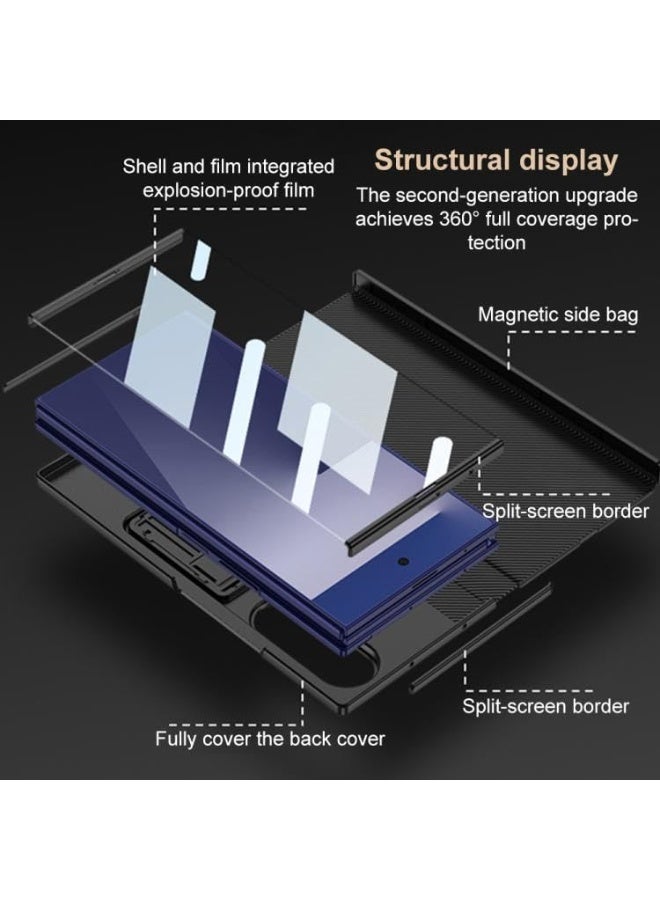 NAKXUS Compatible With Samsung Galaxy Z TriFold Premium Flip Case with Kickstand, Fabric Texture, Shockproof, Camera Protection (Blue) - Image 5