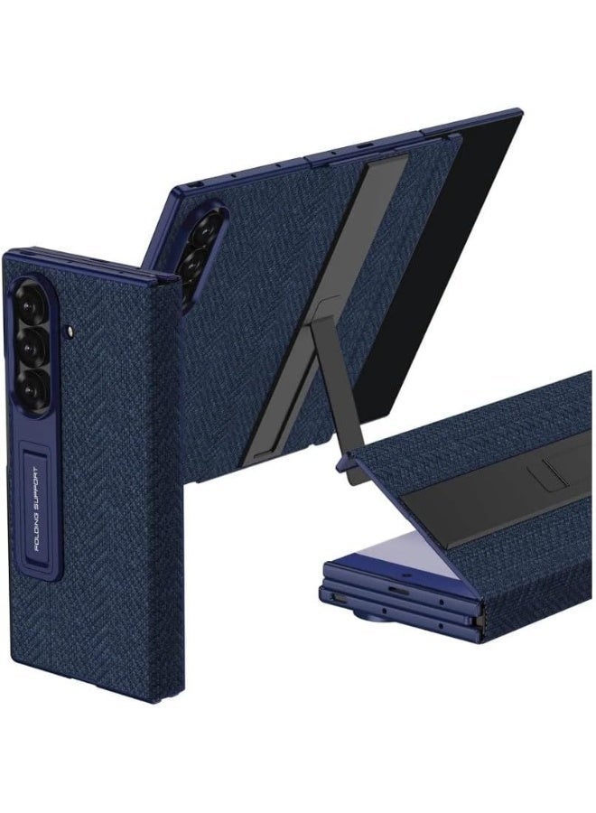 NAKXUS Compatible With Samsung Galaxy Z TriFold Premium Flip Case with Kickstand, Fabric Texture, Shockproof, Camera Protection (Blue) - Image 1