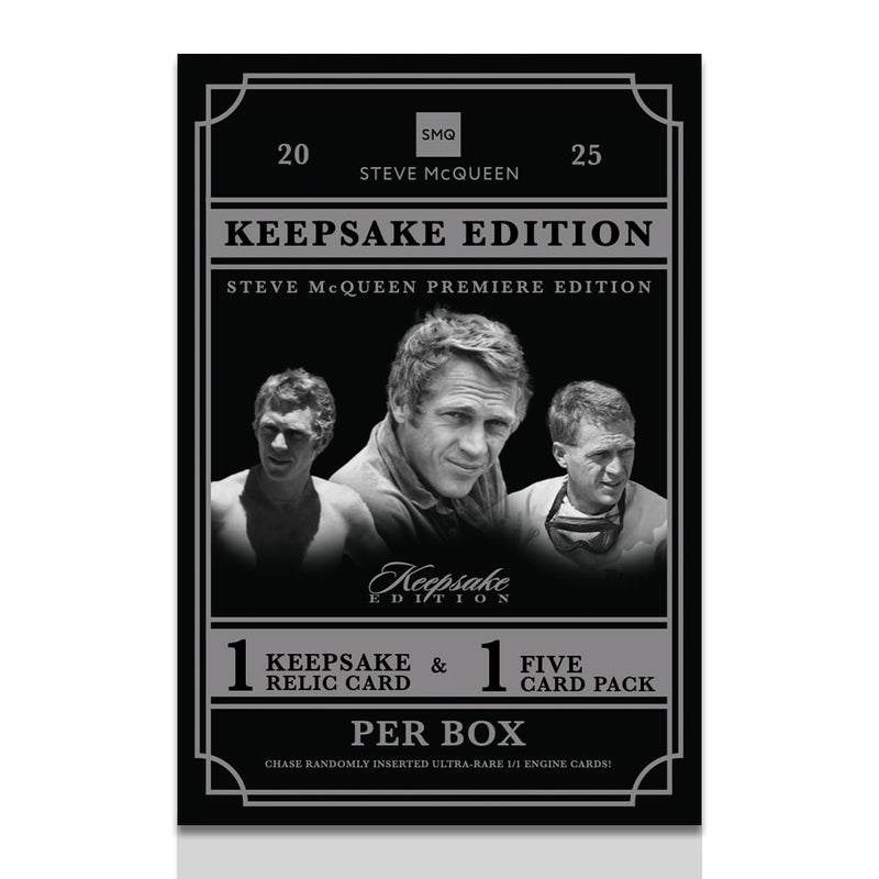 Keepsake 2025 Steve McQueen Keepsake Premiere Edition: 1 Encased Relic and a 5 Card Pack, Featuring Authentic Movie Props, Cut Signatures, Gem Relics - Image 1