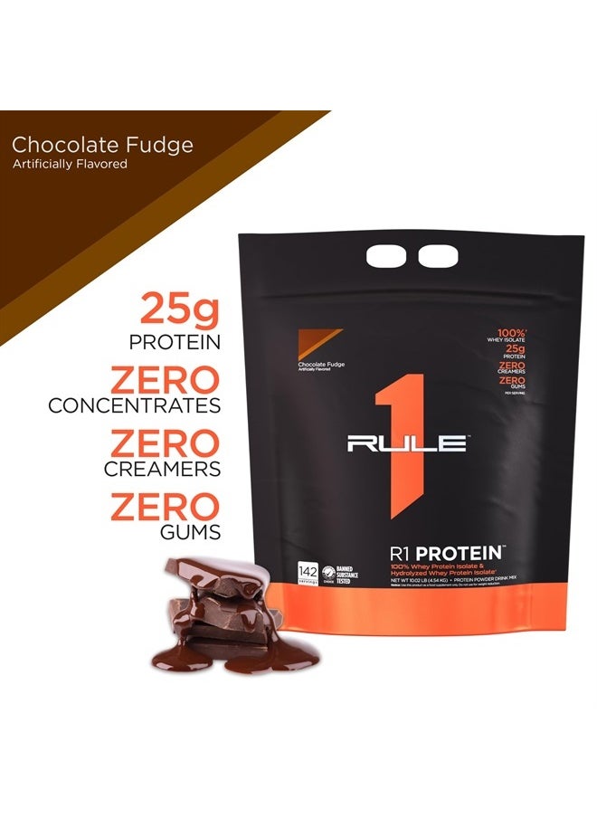 Rule 1 Proteins - Rule 1 R1 Protein, Chocolate Fudge - 10.19 lbs Powder - 25g Whey Isolate & Hydrolysate + 6g BCAAs - 152 Servings - Image 1