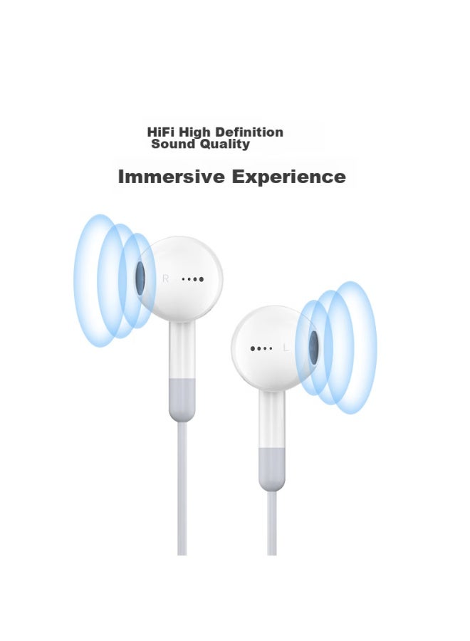 Newmine Xlt10 Type-c Headphone Cable With Volume Control, Music Phone Analog Headphones, Type-c Version, Semi-in Wired Earphones, White - Image 3