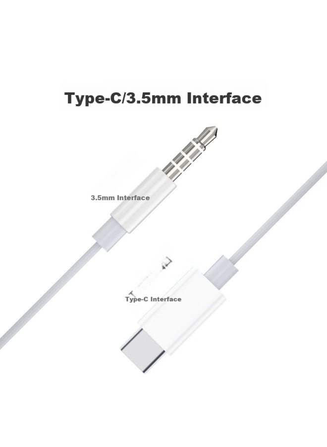 Newmine Xlt10 Type-c Headphone Cable With Volume Control, Music Phone Analog Headphones, Type-c Version, Semi-in Wired Earphones, White - Image 5