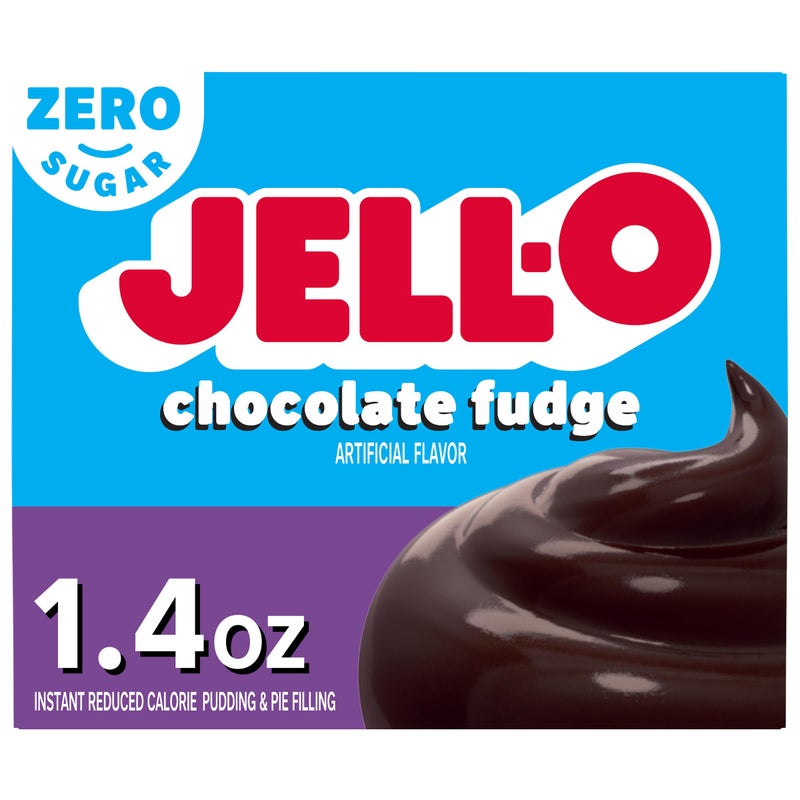 Jell-O JellO Chocolate Fudge Zero Sugar Instant Reduced Calorie Pudding  Pie Filling Mix 14 oz Box - Image 3