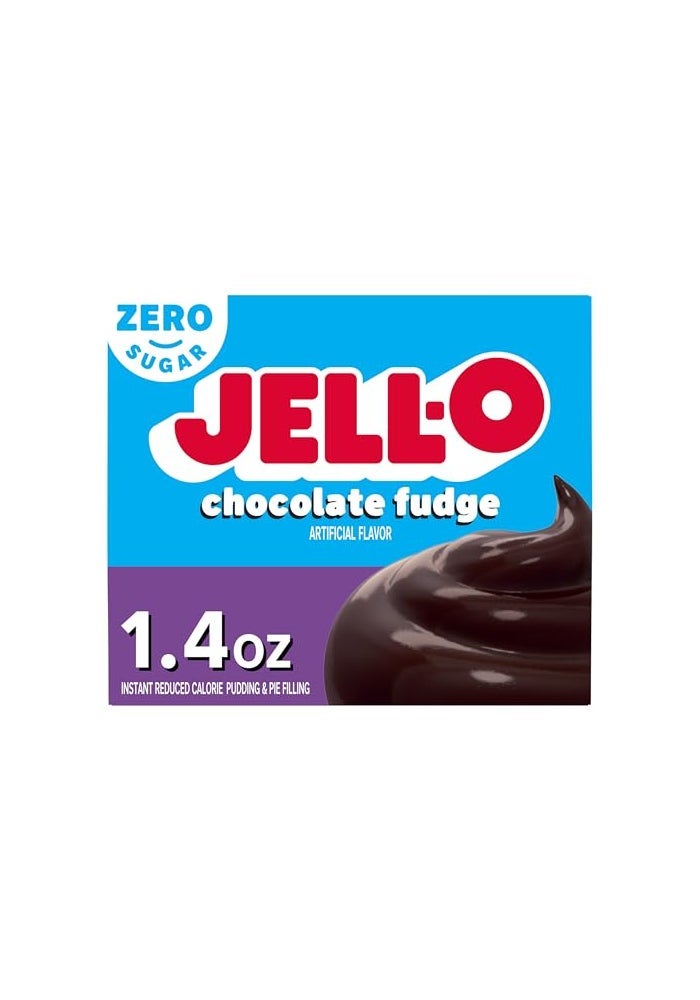 Jell-O JellO Chocolate Fudge Zero Sugar Instant Reduced Calorie Pudding  Pie Filling Mix 14 oz Box - Image 1