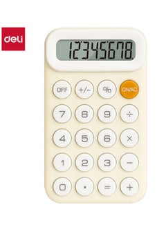 Deli Deli TE10 8-Digit Mini Calculator with Skin-Friendly Keys, Manual Off & Ultra-Light Design - Neon Yellow 
