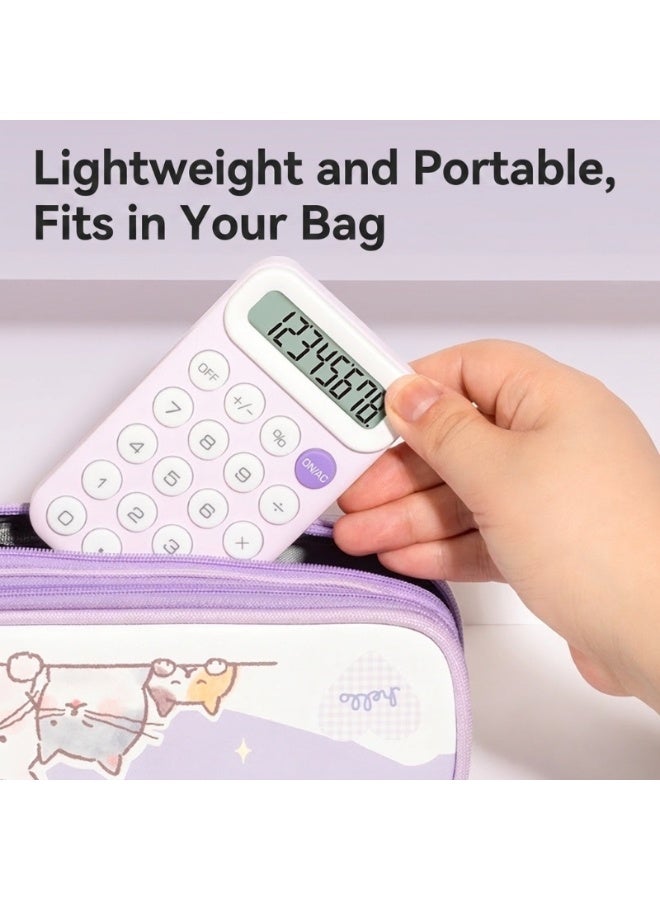 Deli TE10 8-Digit Mini Calculator with Skin-Friendly Keys, Manual Off & Ultra-Light Design - Neon Yellow - Image 3