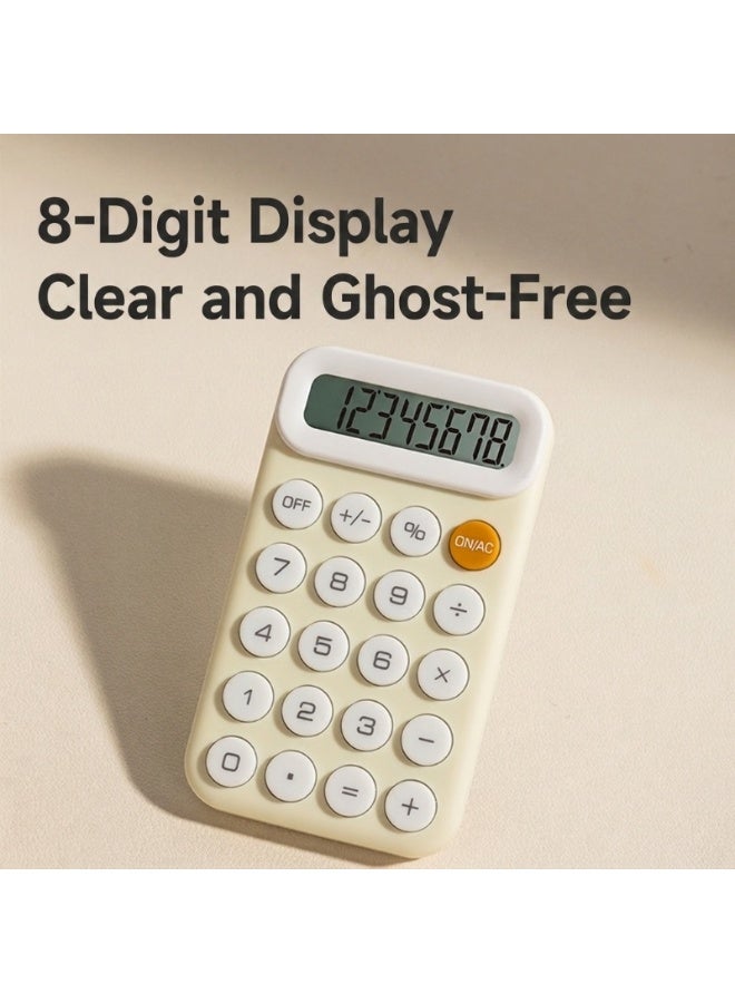 Deli TE10 8-Digit Mini Calculator with Skin-Friendly Keys, Manual Off & Ultra-Light Design - Neon Yellow - Image 4