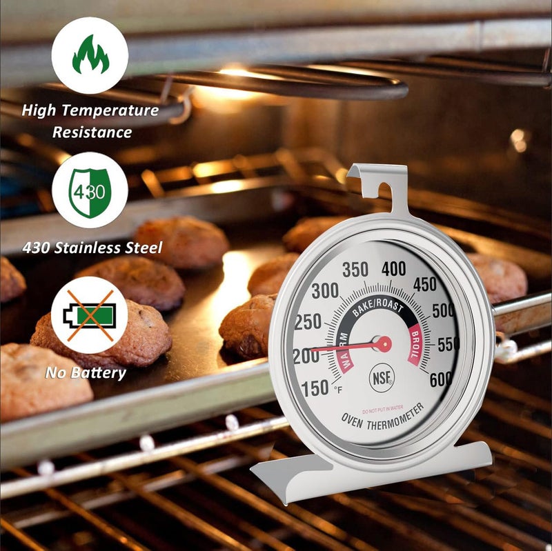 Efeng Large 3.5" Oven Thermometer for Gas/Electric Oven with Large Hanger&Base,Safety Leave-in Oven,Easy to Read Number,No Fading Color for Long time Cooking - Image 3