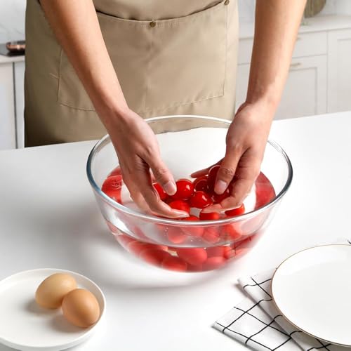 Femora Borosilicate Glass Mixing Bowl Round Shape Serving | Microwave Safe | Heat Resistant | Direct Fridge to Oven | Ideal for Storing, Reheating & Serving -Set of 2100 ML - Image 3