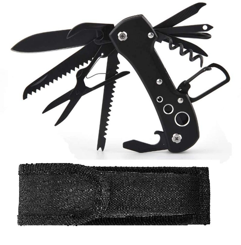 DECORANSE DECORANSE 14in1 Multi Function Folding Multitools Pocket Foldable Multi Tools Cycling Repairing Toolkit Multiuse with Carry Case Titanium Black  - Image 1