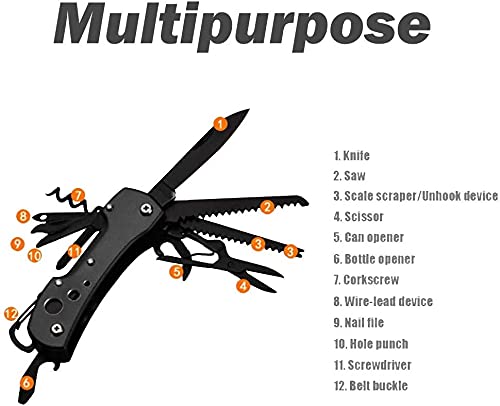 DECORANSE DECORANSE 14in1 Multi Function Folding Multitools Pocket Foldable Multi Tools Cycling Repairing Toolkit Multiuse with Carry Case Titanium Black  - Image 4