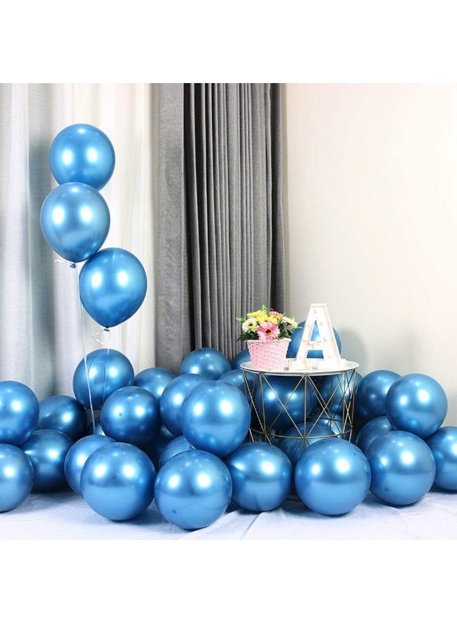 Goldedge - 50 PCS Chrome Blue Balloons, 12 Inch Latex Balloons for Birthdays, Baby Showers & Events - Image 3