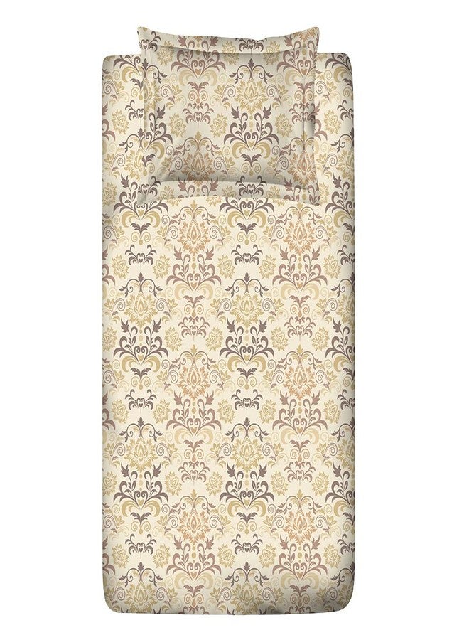 Layers ملاءة سرير قطنية 100% متعددة الطبقات لسرير مفرد مع غطاء وسادة واحد (نقشة عرقية، بني) خفيفة الوزن، تسمح بمرور الهواء، تمتص الرطوبة، مريحة في جميع الفصول، من المجموعة الكلاسيكية - Image 3