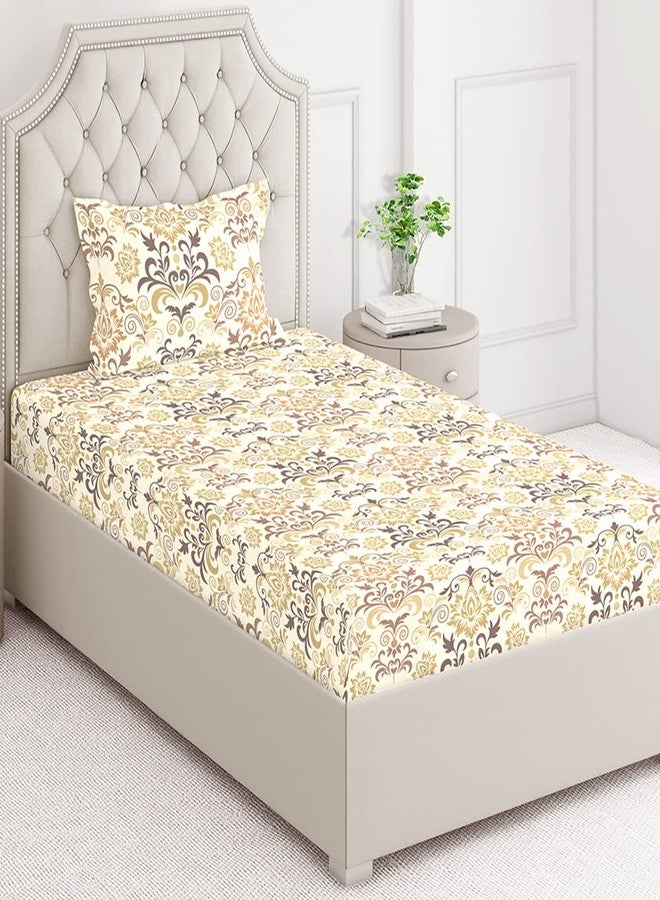 Layers ملاءة سرير قطنية 100% متعددة الطبقات لسرير مفرد مع غطاء وسادة واحد (نقشة عرقية، بني) خفيفة الوزن، تسمح بمرور الهواء، تمتص الرطوبة، مريحة في جميع الفصول، من المجموعة الكلاسيكية - Image 2