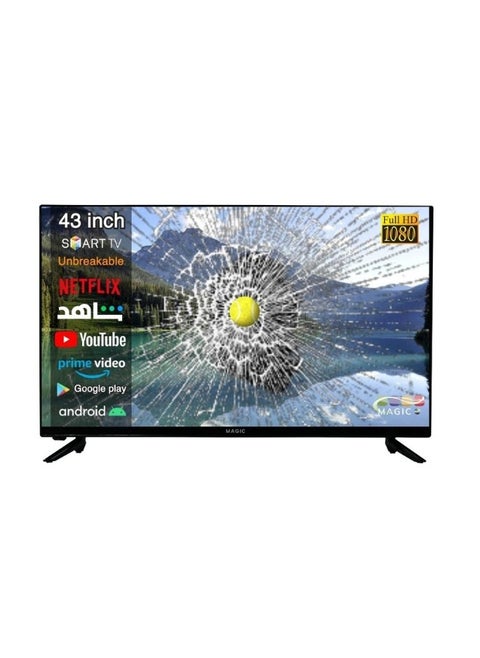 43 Inch Unbreakable Full HD LED Smart TV with Android 13, Built-in Satellite Receiver DVB-T2/S2, Free Wall-Mount, and 1-Year Warranty - MG43Y030FSBT2-13