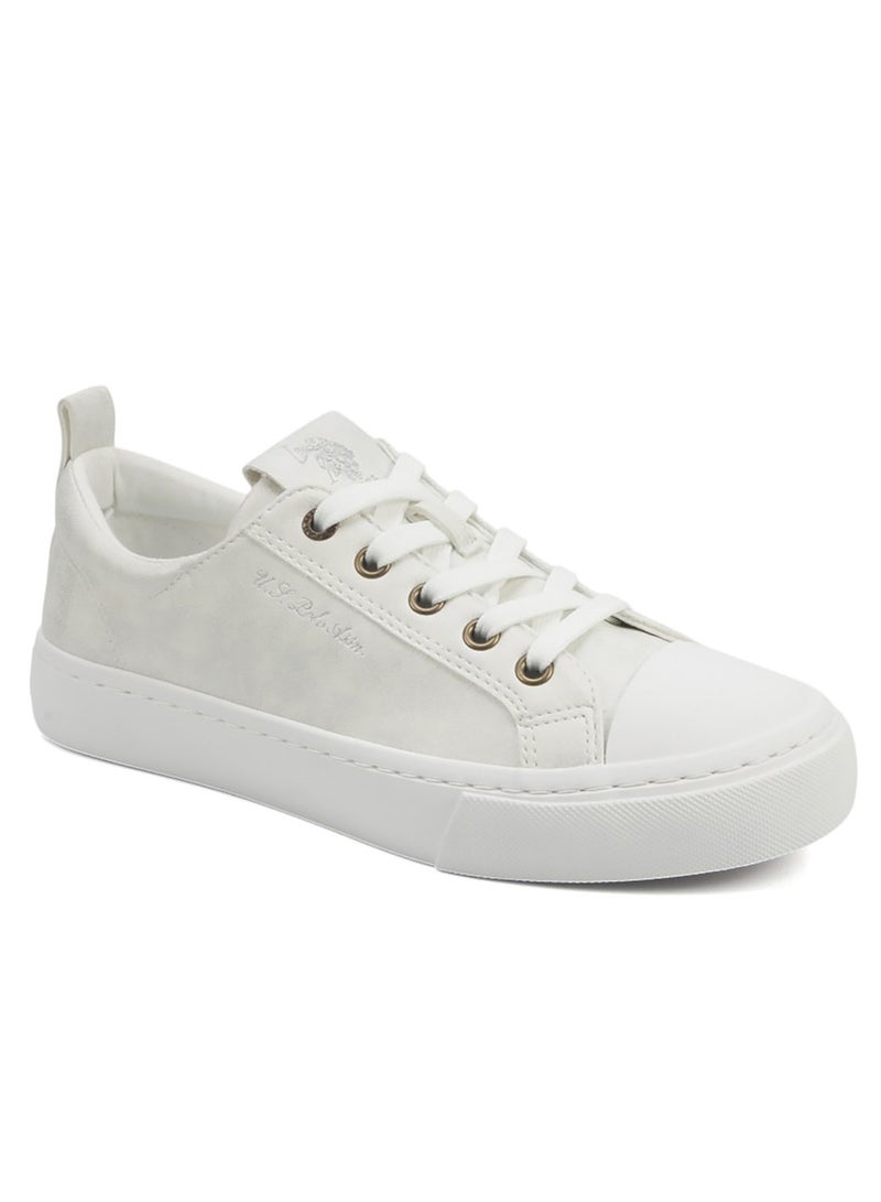 U.S. Polo Assn. Women's White Low-Top Sneakers - Lightweight with White Sole, Comfortable Casual Shoes - Image 3