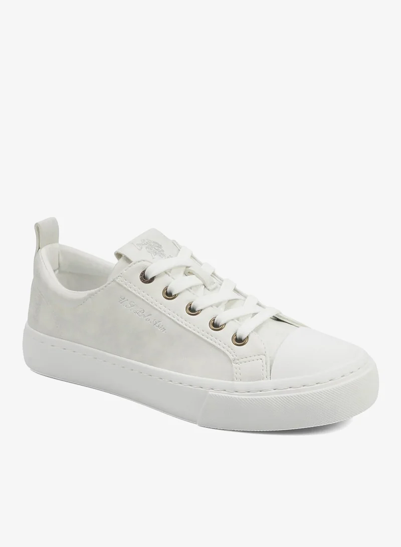 U.S. Polo Assn. white Women's White Low-Top Sneakers - Lightweight Shoes with White Sole, Comfortable Casual for Women | Best Price UAE