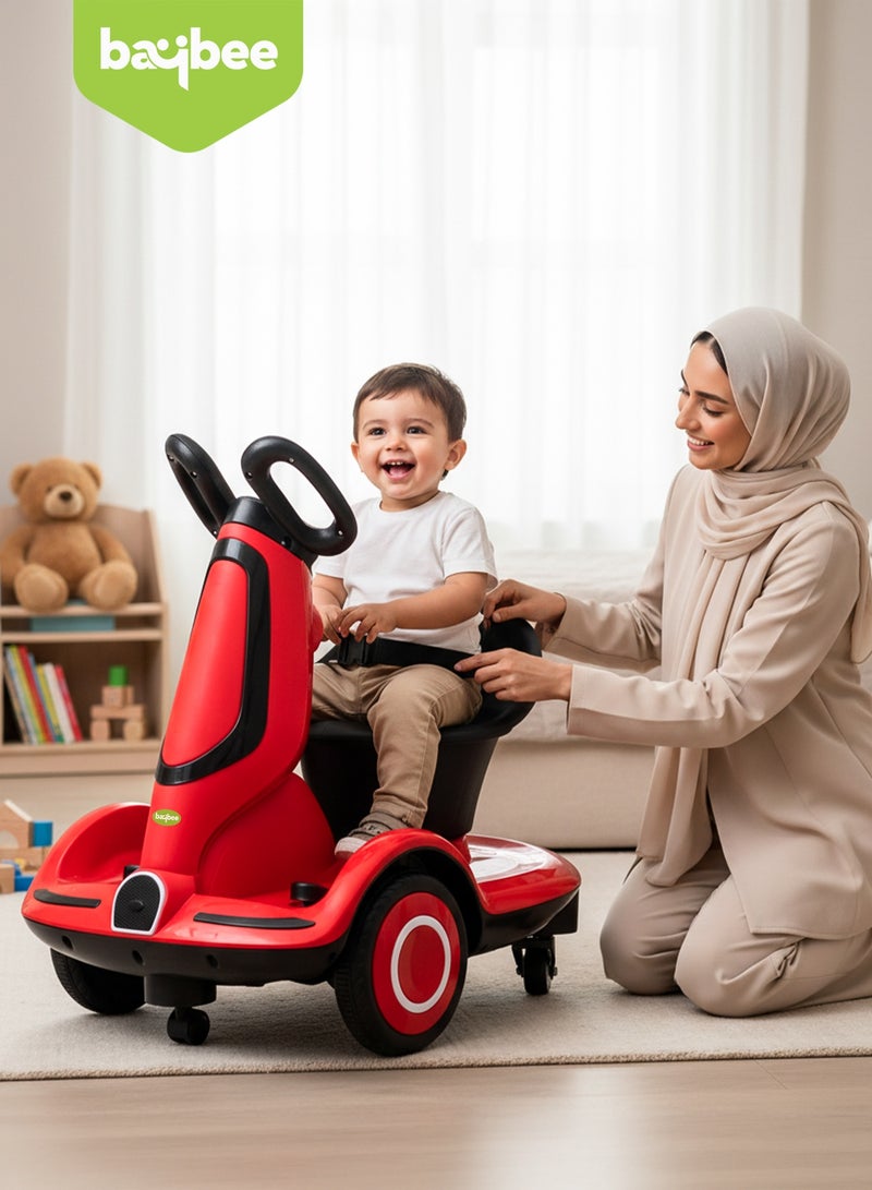BAYBEE 4 Wheel Electric Scooter for Kids, Electric Ride on Car with 360° Rotation, Music & Led Light, | Kids Car Ride on Toy Battery Operated Car for Kids | Electric Ride on for Childrens 2+ Years Boy Girl Red - Image 3