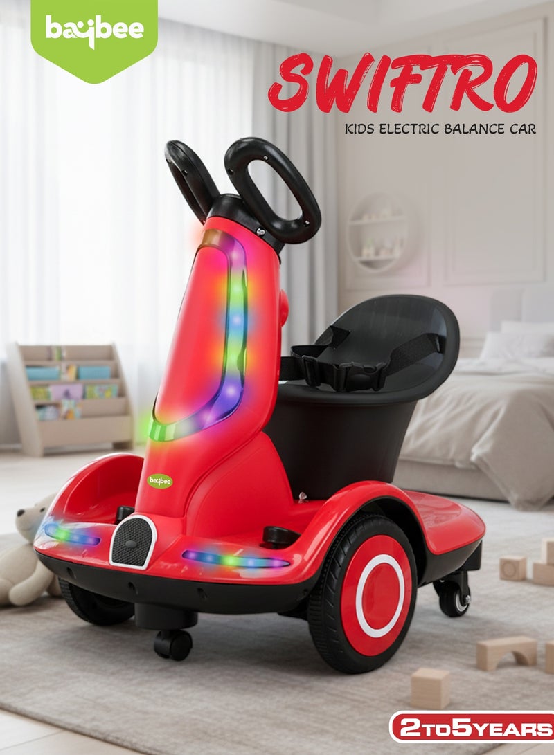 BAYBEE 4 Wheel Electric Scooter for Kids, Electric Ride on Car with 360° Rotation, Music & Led Light, | Kids Car Ride on Toy Battery Operated Car for Kids | Electric Ride on for Childrens 2+ Years Boy Girl Red - Image 2