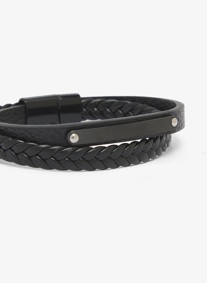 Seventy Five Multi-Layer Braided Leather Bracelet - Image 3