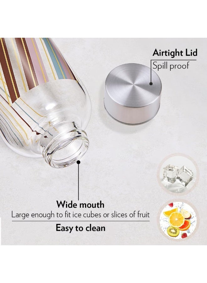 BOROSIL Prism 550ml Borosilicate Glass Water Bottle wih Airtight Stainless Steel Lid, Narrow Mouth for easy drinking, Freezer to Microwave safe Transparent 550ml - Image 5