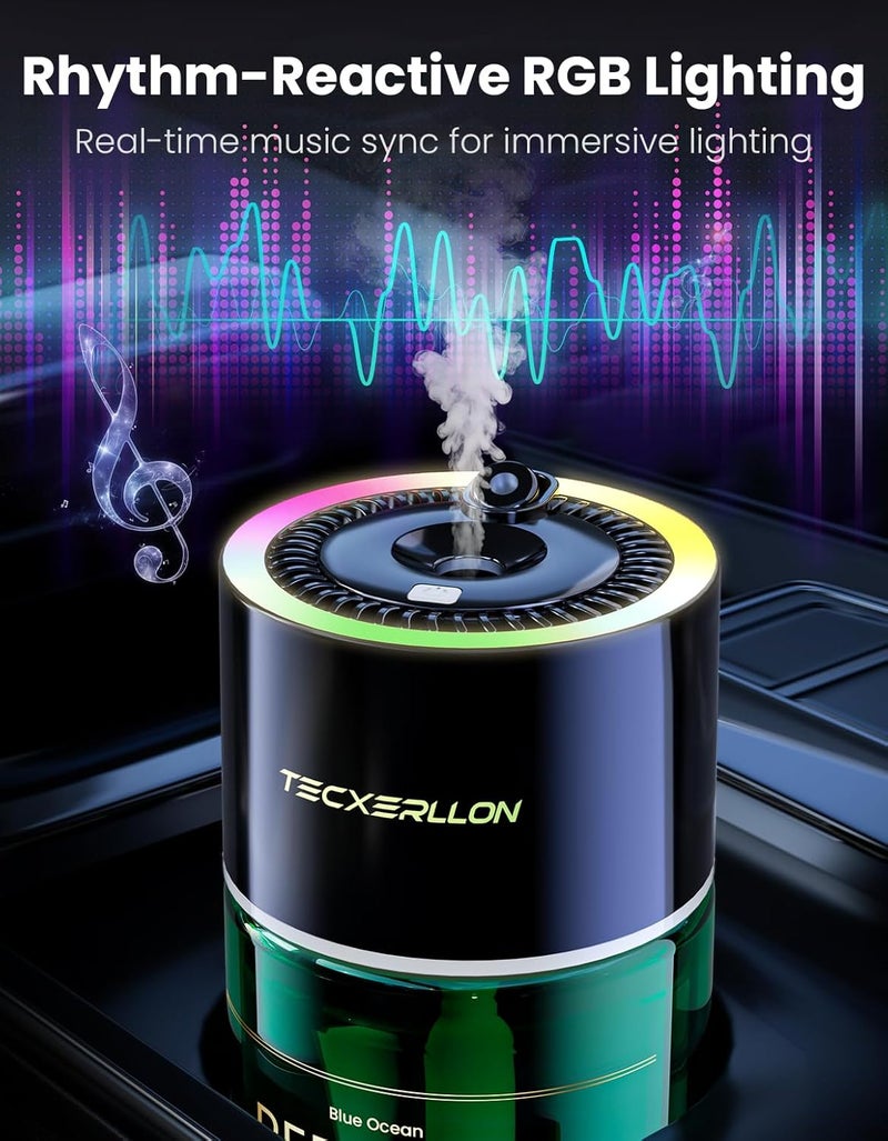TECXERLLON Car Air Freshener with RGB Ambient Light, 120ML Cologne-Inspired Fragrance - Image 3