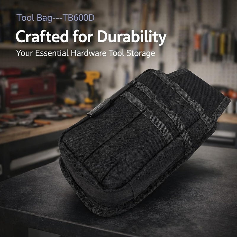 Hardware Tool Bag, Multifunctional Storage Organizer Pouch, Red - Durable 600D Polyester, Convenient Waist Hanging, Ideal for Tool Storage and Easy Access (Black Edge) - Image 2