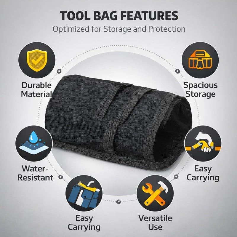 Hardware Tool Bag, Multifunctional Storage Organizer Pouch, Red - Durable 600D Polyester, Convenient Waist Hanging, Ideal for Tool Storage and Easy Access (Black Edge) - Image 4