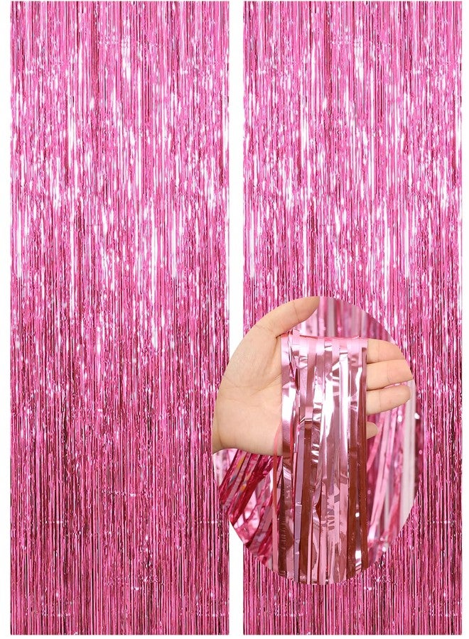 wohohoho Pink Happy Birthday Party Decorations, Happy Birthday Banner, Pink Streamers Tinsel Backdrop, 4 Colors Foil Heart Balloons with Colorful Latex Balloons Party Decor for Girls Women Princess Birthdays - Image 3