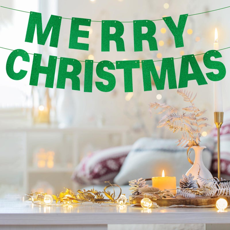 mifengda DIY Banner Kit with Letters Glitter Banner Letters Green Customizable Birthday Banners Graduation Custom Party Hanging Banners for Graduation Wedding Party Baby Shower Decoration (Green) - Image 5