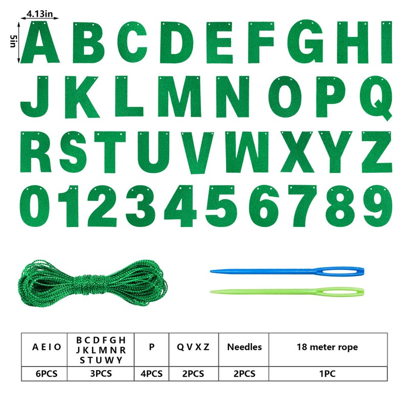 mifengda DIY Banner Kit with Letters Glitter Banner Letters Green Customizable Birthday Banners Graduation Custom Party Hanging Banners for Graduation Wedding Party Baby Shower Decoration (Green) - Image 2