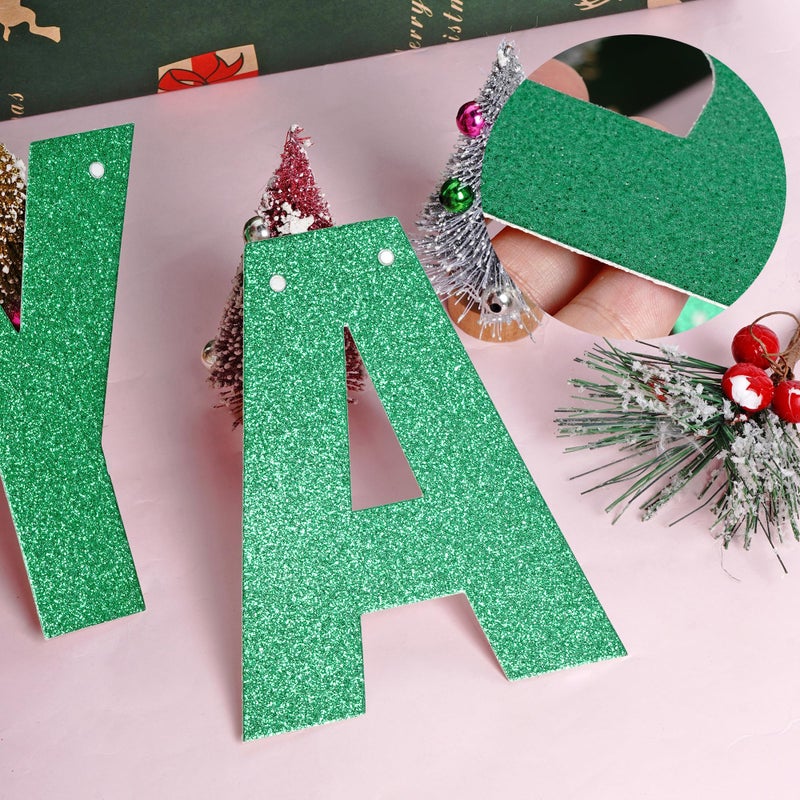 mifengda DIY Banner Kit with Letters Glitter Banner Letters Green Customizable Birthday Banners Graduation Custom Party Hanging Banners for Graduation Wedding Party Baby Shower Decoration (Green) - Image 3
