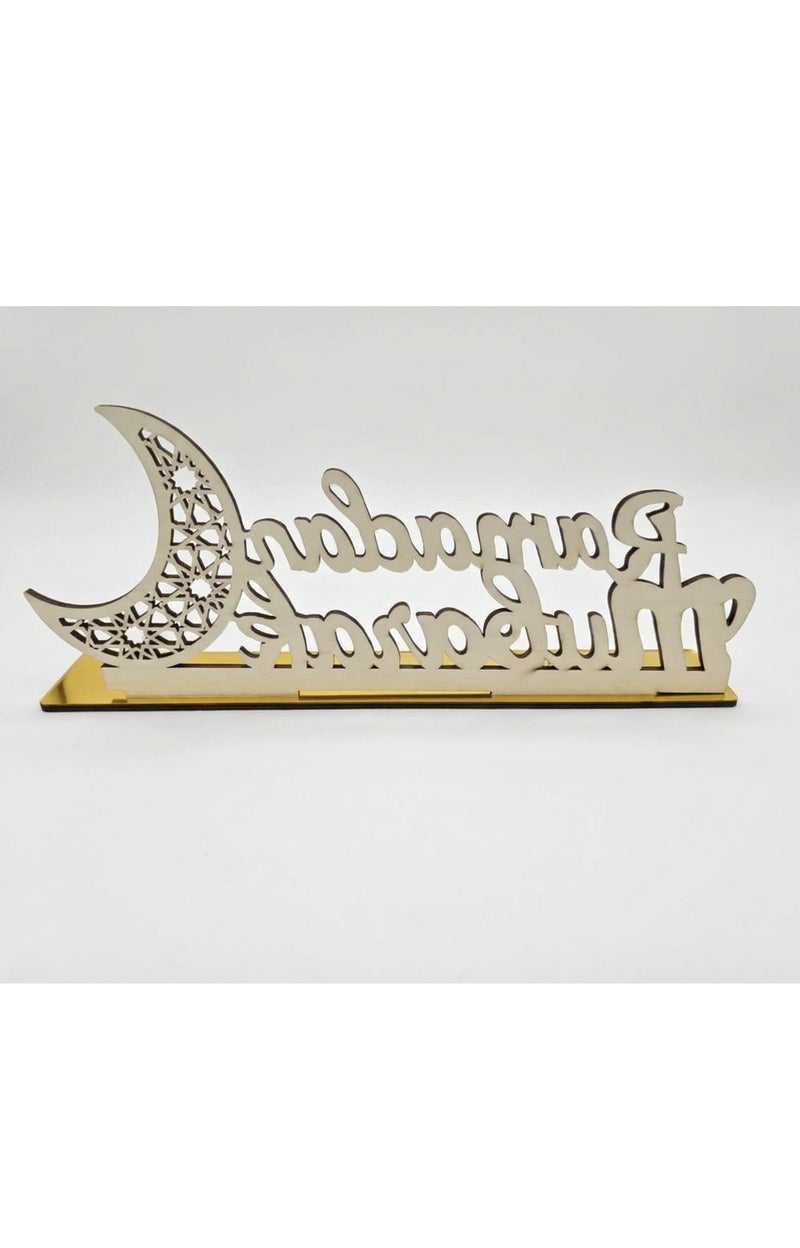 Yuwell Ramadan Mubarak Sign For Ramadan Decorations For Home, Table And Bedroom Decorations With Three Candle Lights And Battery Included - Image 3