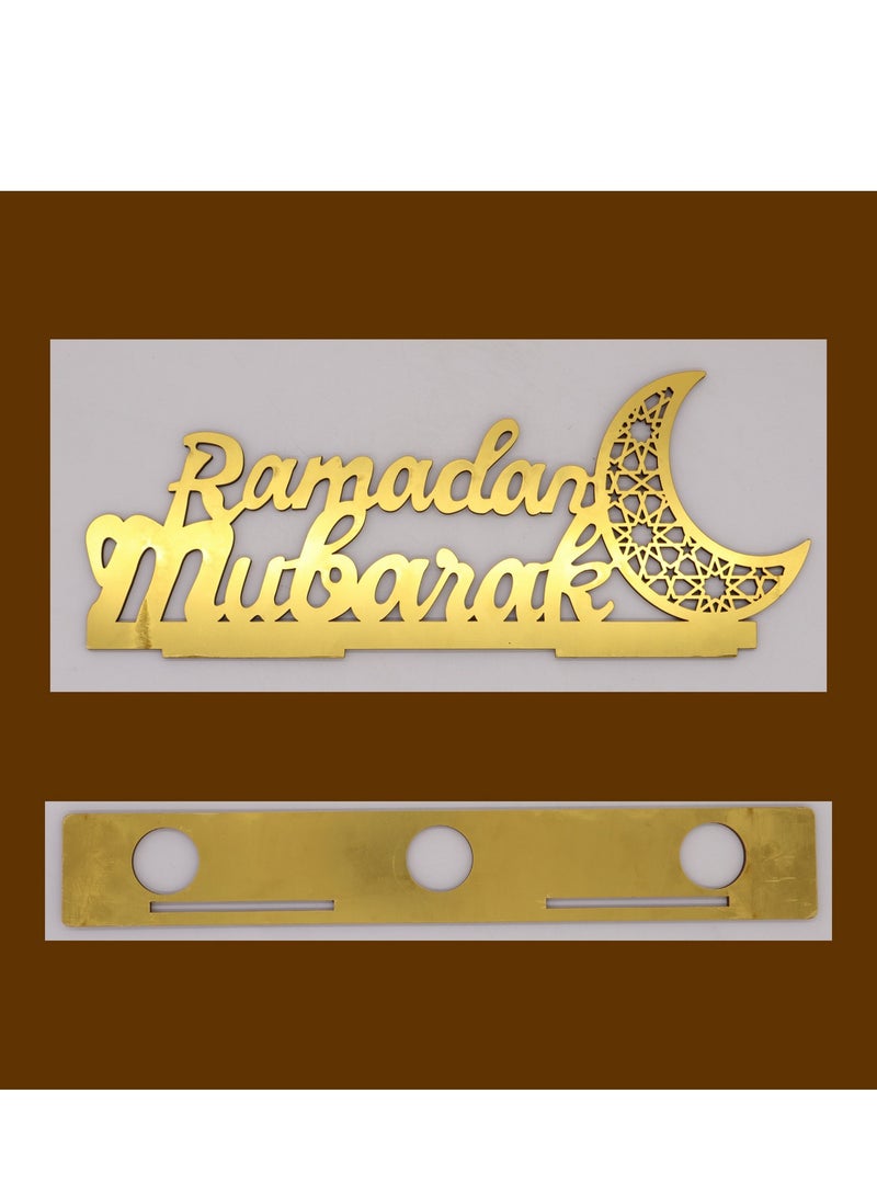 Yuwell Ramadan Mubarak Sign For Ramadan Decorations For Home, Table And Bedroom Decorations With Three Candle Lights And Battery Included - Image 4