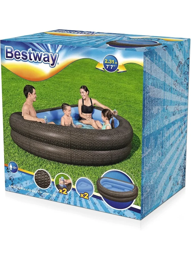 Bestway Bestway Family Pool Tru Print Wicker 231x178x53cm